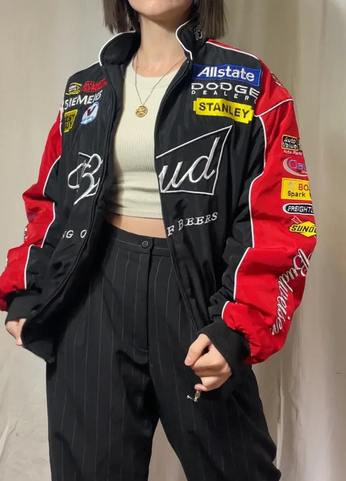 Black Budweiser Racing Jacket – Vintage NASCAR Edition