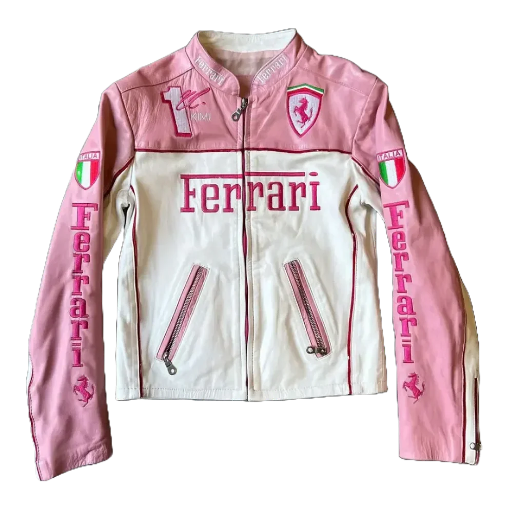 Pink Leather Racing Jacket – F1 Style
