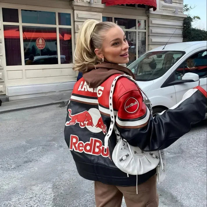 Red Bull Leather Racing Jacket – F1 Style