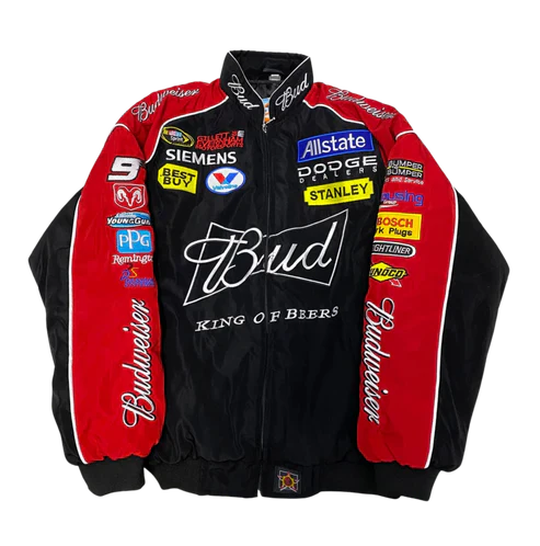 Black Budweiser Racing Jacket – Vintage NASCAR Edition