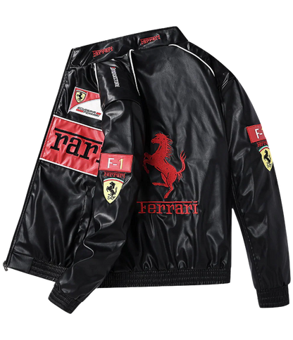Red Leather Racing Jacket – F1 Style