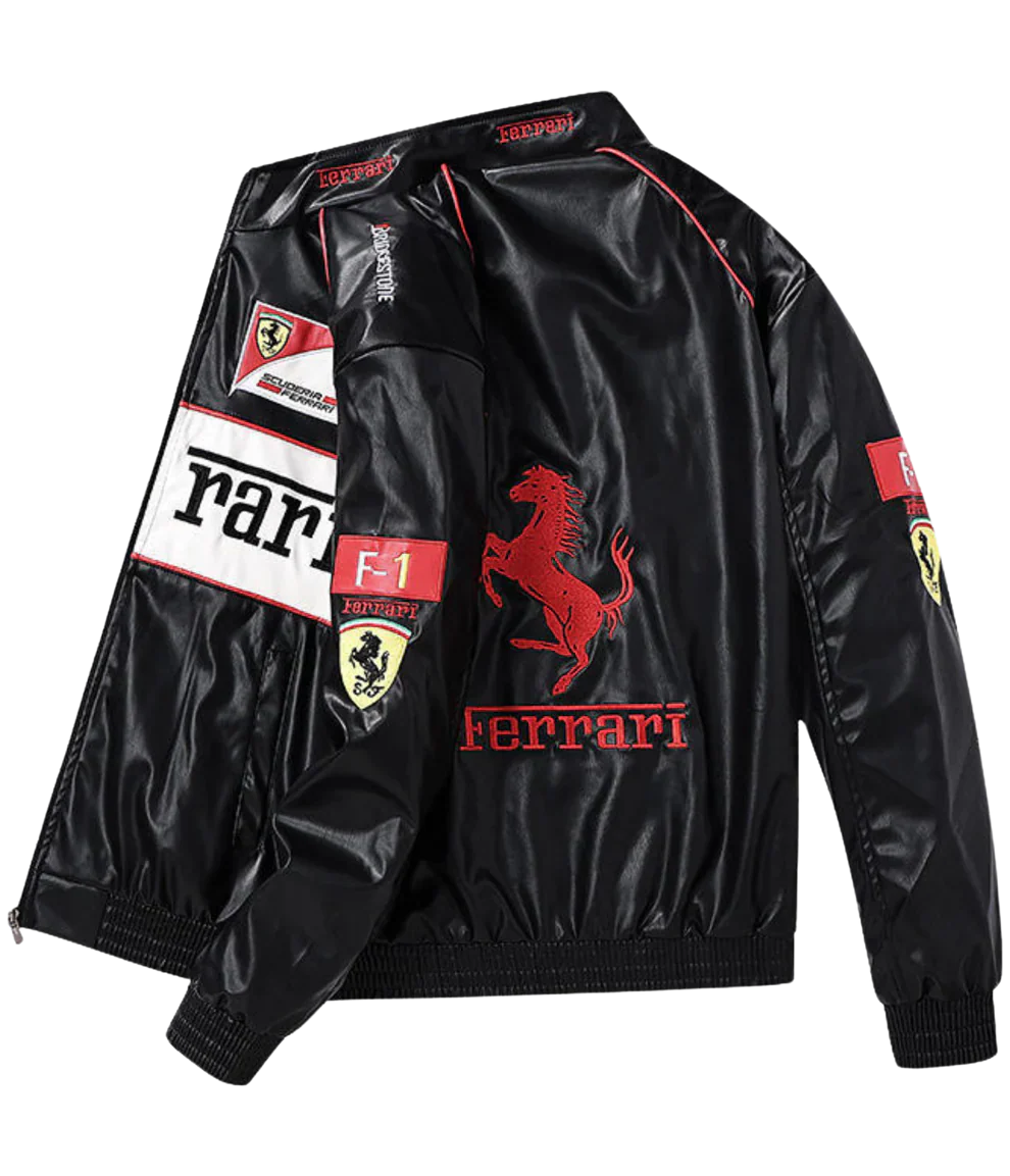 Giacca in Pelle Racing Bianca – Stile F1