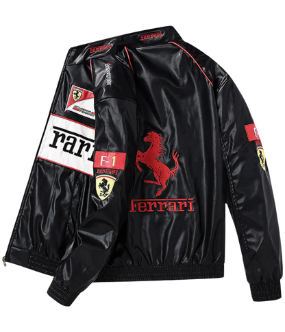 Giacca in Pelle Racing Bianca – Stile F1
