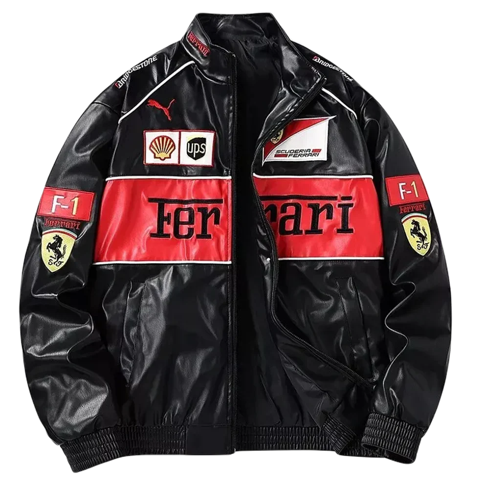 Giacca in Pelle Racing Rossa – Stile F1