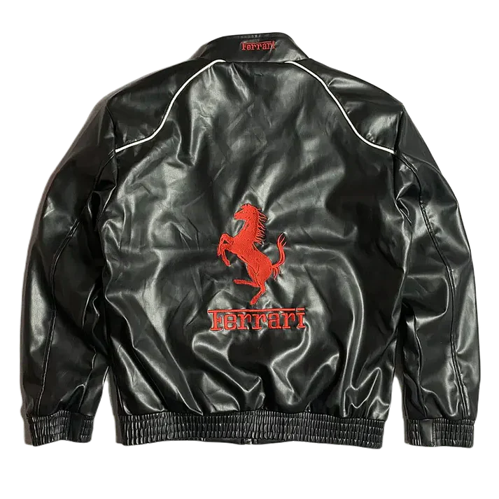 Giacca in Pelle Racing Bianca – Stile F1