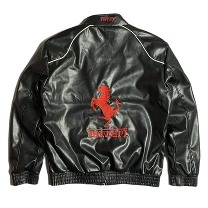 Giacca in Pelle Racing Bianca – Stile F1