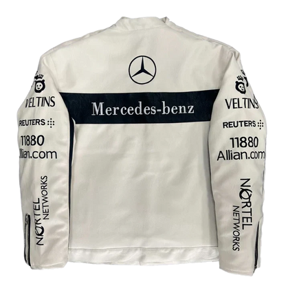 Giacca in Pelle Racing Mercedes-Benz Bianca – Stile F1