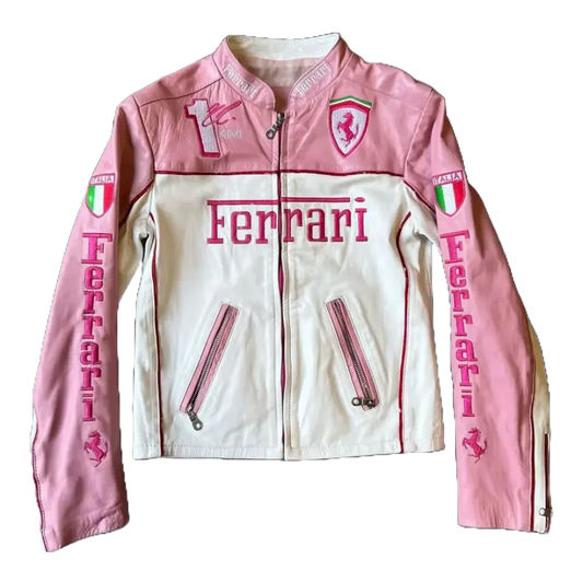 Pink Leather Racing Jacket – F1 Style