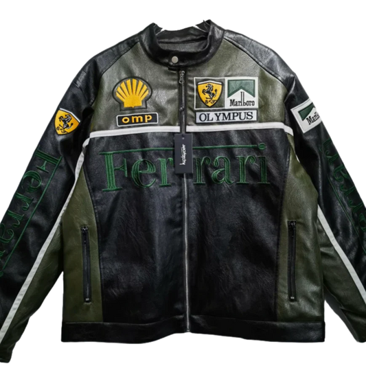 Green Leather Racing Jacket – F1 Style